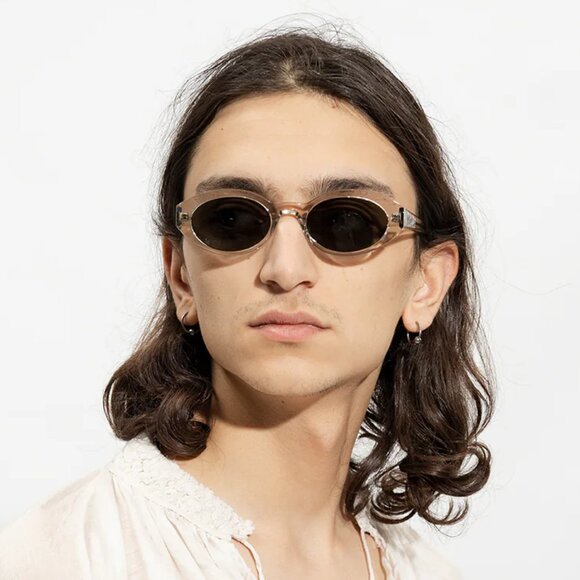 NEW SL567 003 SAINT LAURENT SUNGLASSES UNISEX BEIGE OVAL EYEWEAR - Picture 3 of 5